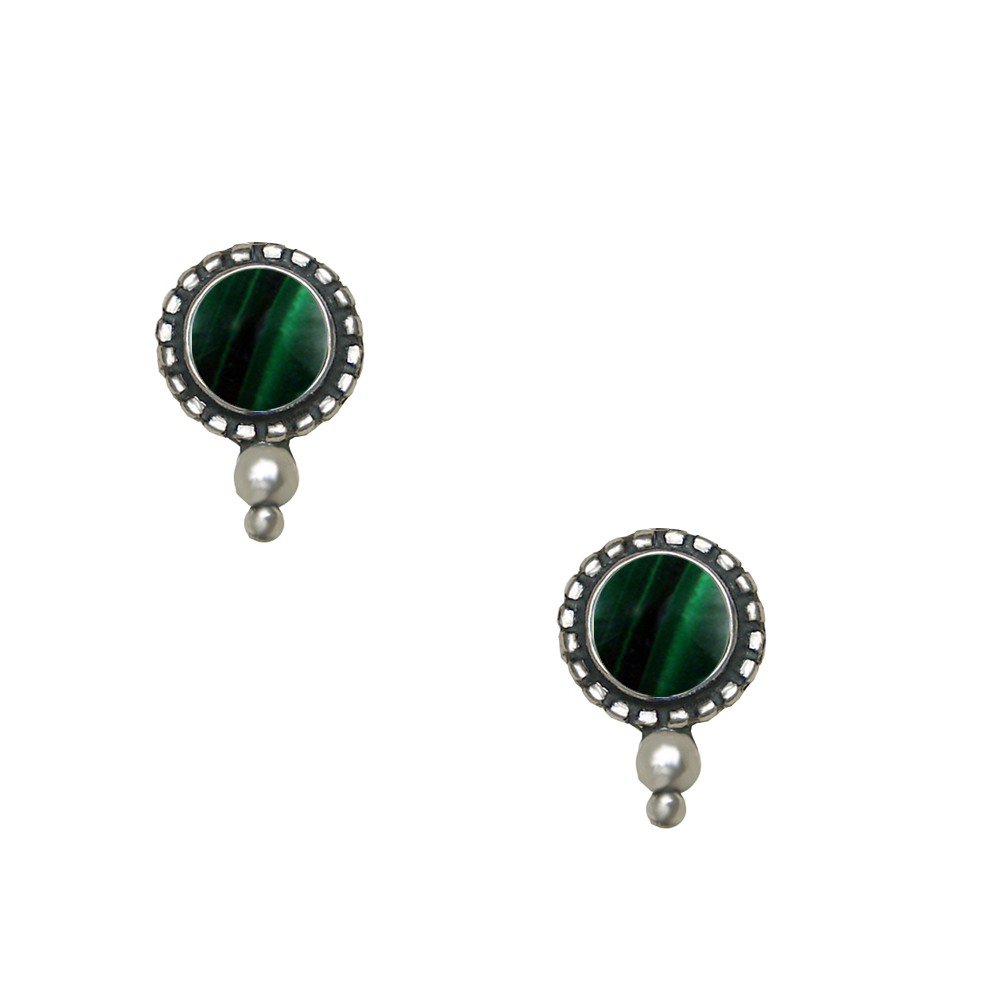 Sterling Silver Little Malachite Post Stud Earrings